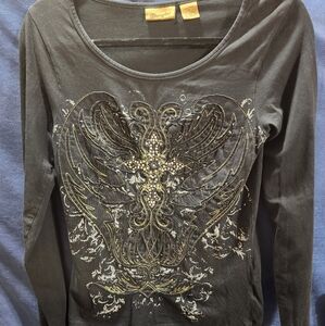 Vintage Y2k Womens Wrangler Embroidered Long Sleeve Top